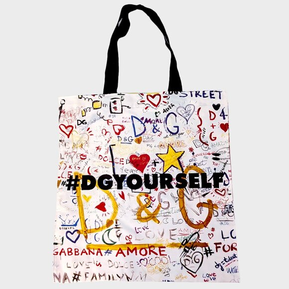 Dolce & Gabbana Tote Bag D&G Drawing Streetwear Designer Art Avant Garde Rare - Picture 1 of 7
